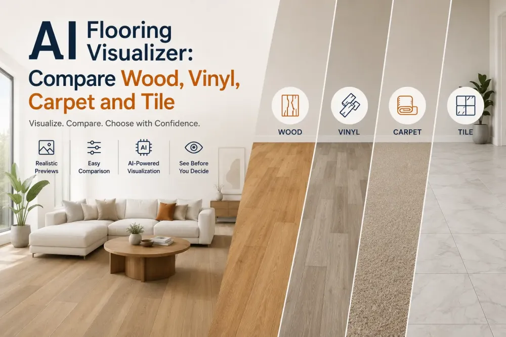 Ai Flooring Visualizer: vergelijk hout, vinyl, tapijt en tegels